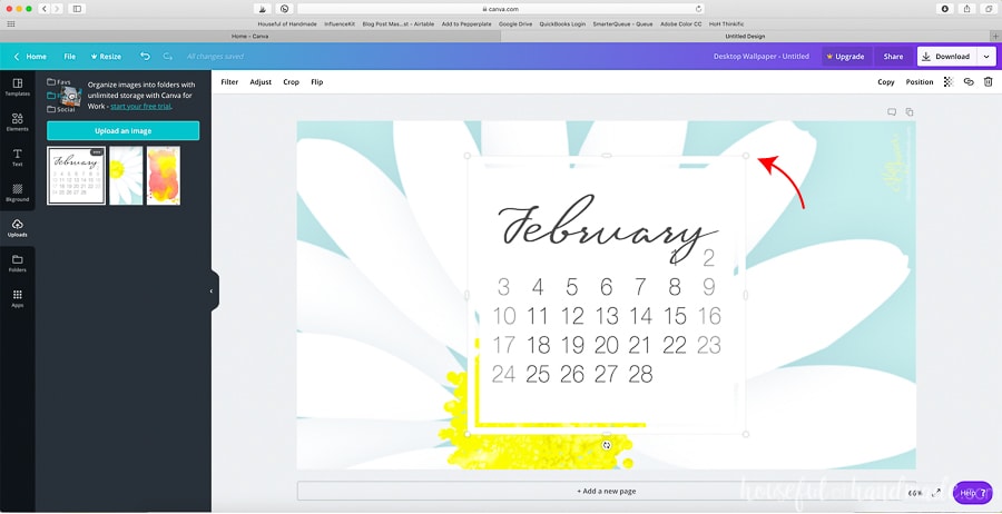 Add the current calendar image to the canvas. 