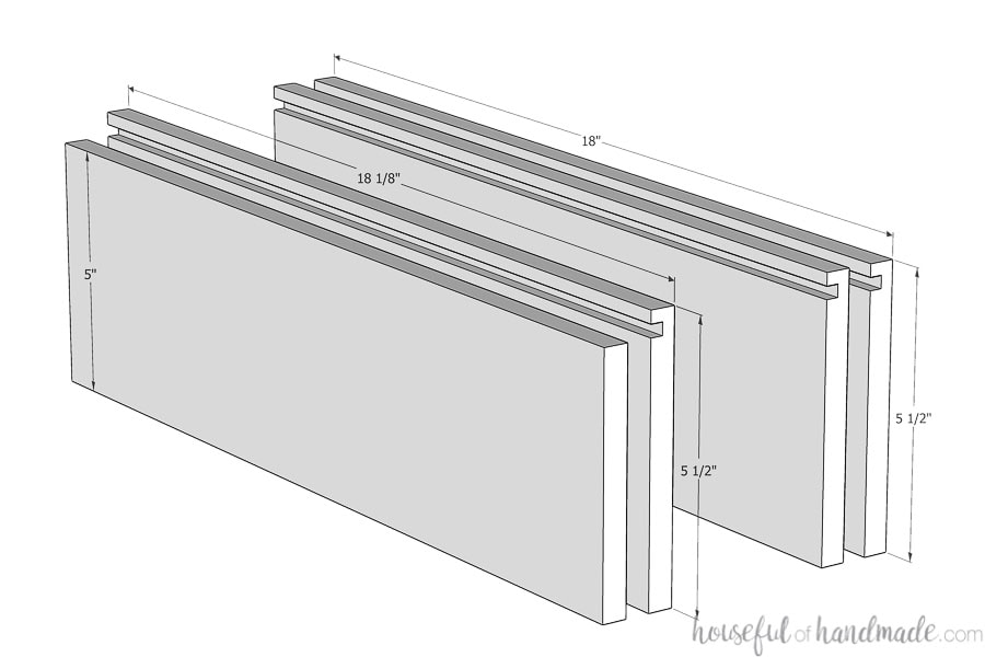 Drawer box pieces with 1/4 groove in them. 