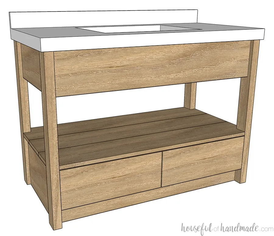 DIY Open Shelf Vanity With Free Plans