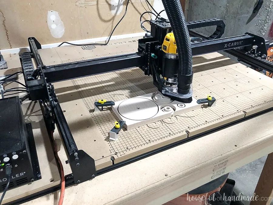 X-carve cutting out the pieces to make the DIY cake stands. 