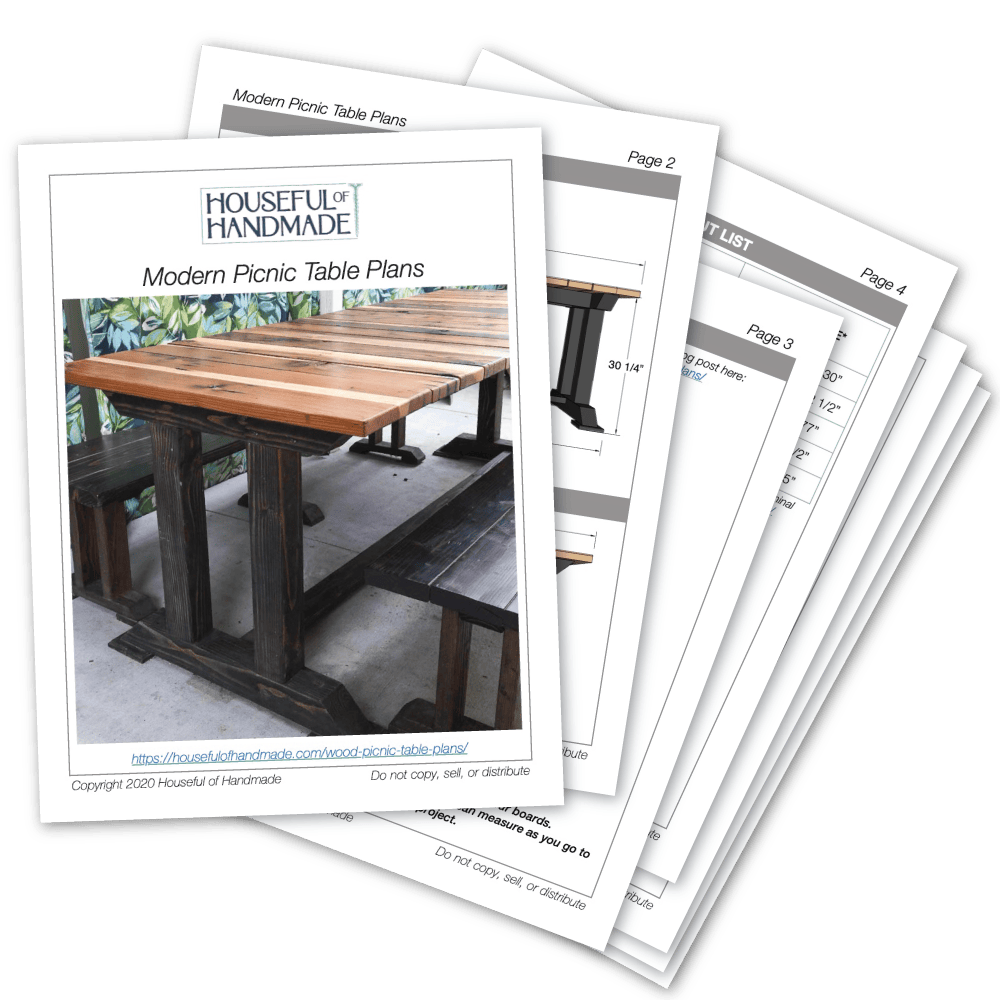 PDF Plans for a modern picnic table.