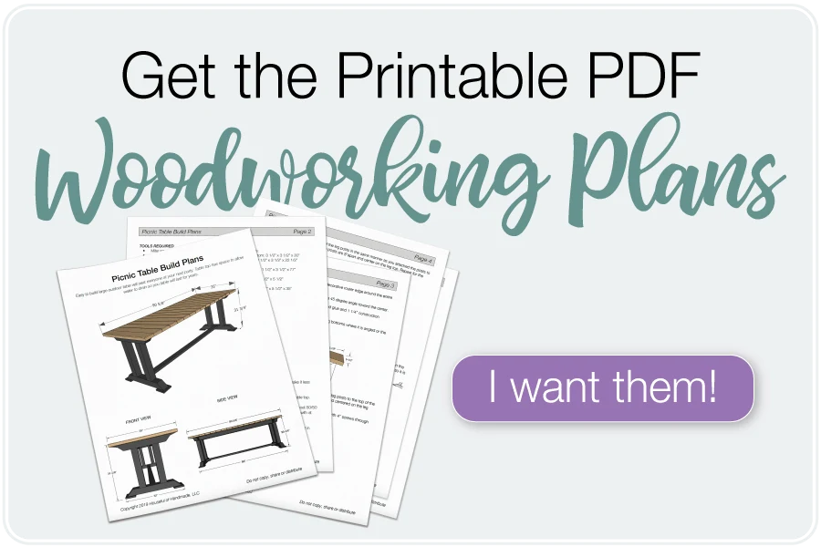Printable PDF build plans for picnic table.