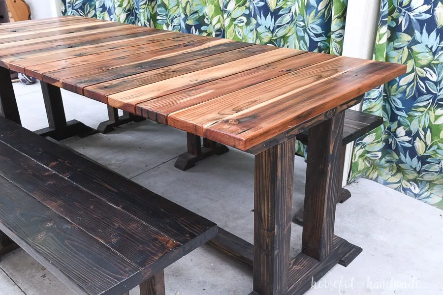 Finished picnic table from the wood picnic table plans. 
