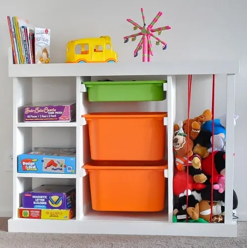 diy toy storage plywood box with slide out bins  Diy toy storage, Toy  storage solutions, Toy storage