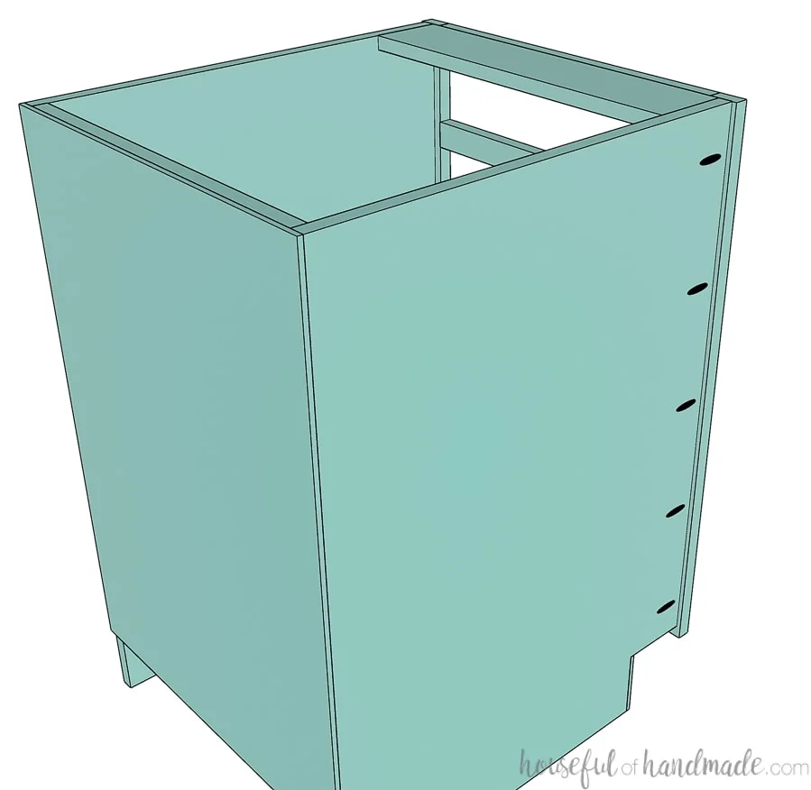 Drawing of the face frame attached to the front of the cabinet box.