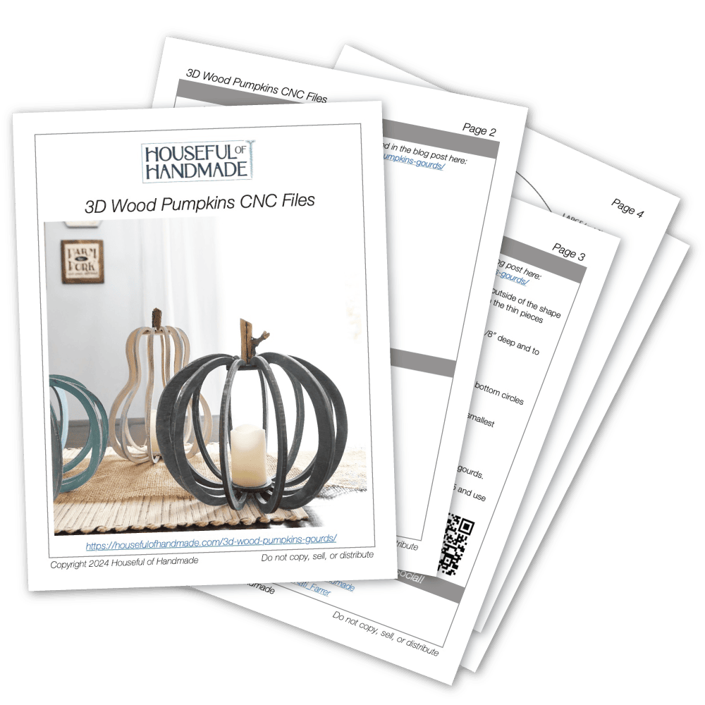 PDF plans for three different 3D pumpkins with CNC templates.