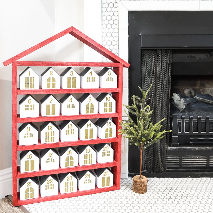 DIY Wooden Advent Calendar with Paper Houses
