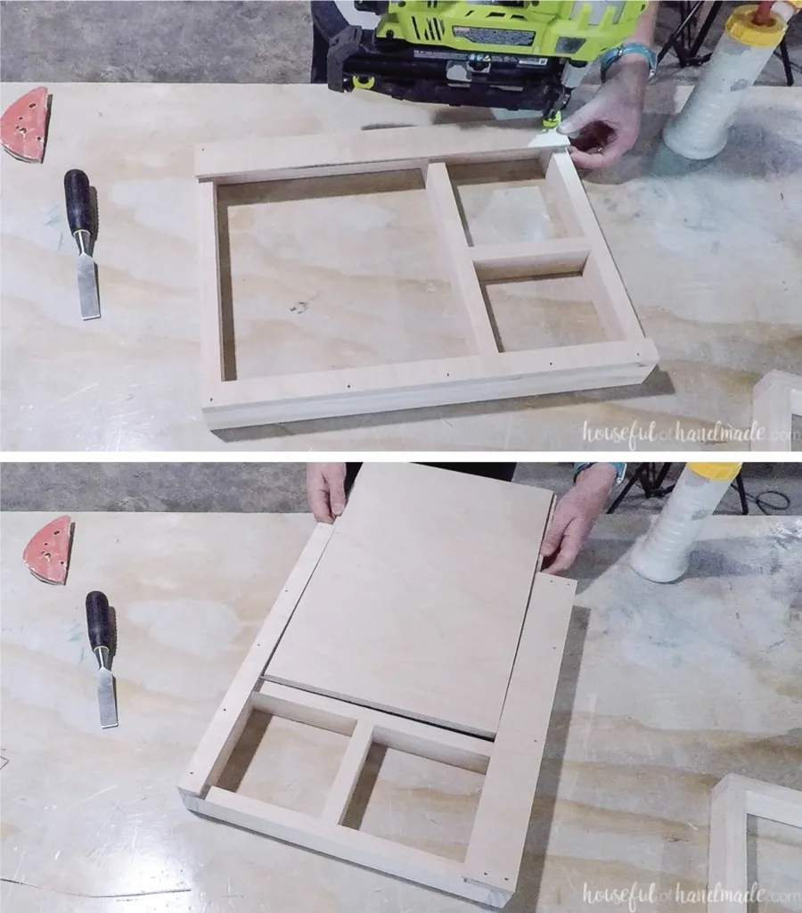 Adding the cover to the sliding top lap desk. 