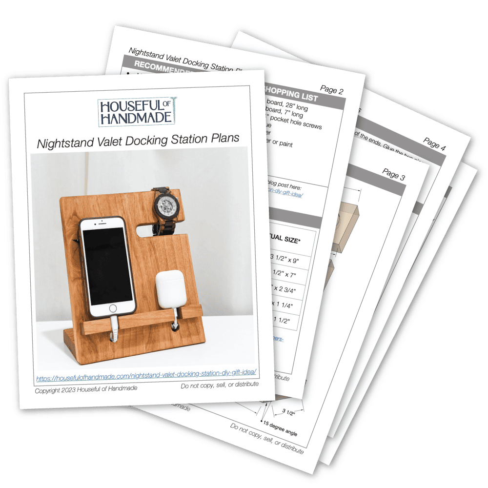 PDF plans for a nightstand docking station.