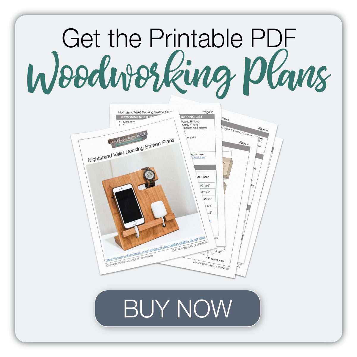 Button to buy the PDF printable plans for the nightstand valet.