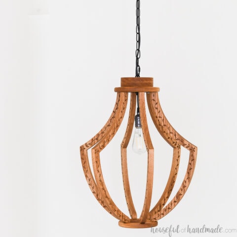 Carved DIY Wood Light Fixture - Houseful of Handmade