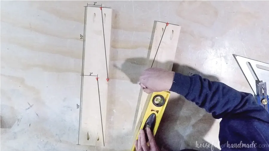 Making marks on the shoe tray side pieces for the row placement. 