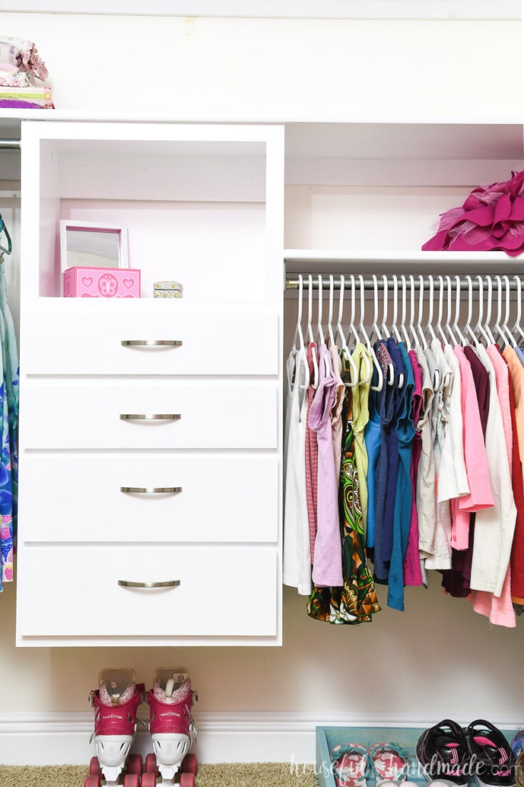 Small DIY Closet Organizer with Drawers - Houseful of Handmade