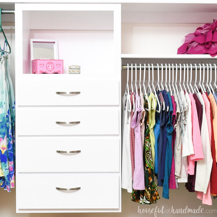 DIY Closet Organizer with Shelves and Drawers