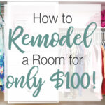 Picture of an organized closet with text "How to remodel a room for only $100!" over it.