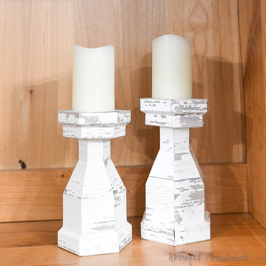 Faux Wood Candlesticks