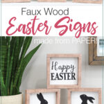 Two pictures of the simple Easter Signs made from Paper stacked in different ways.