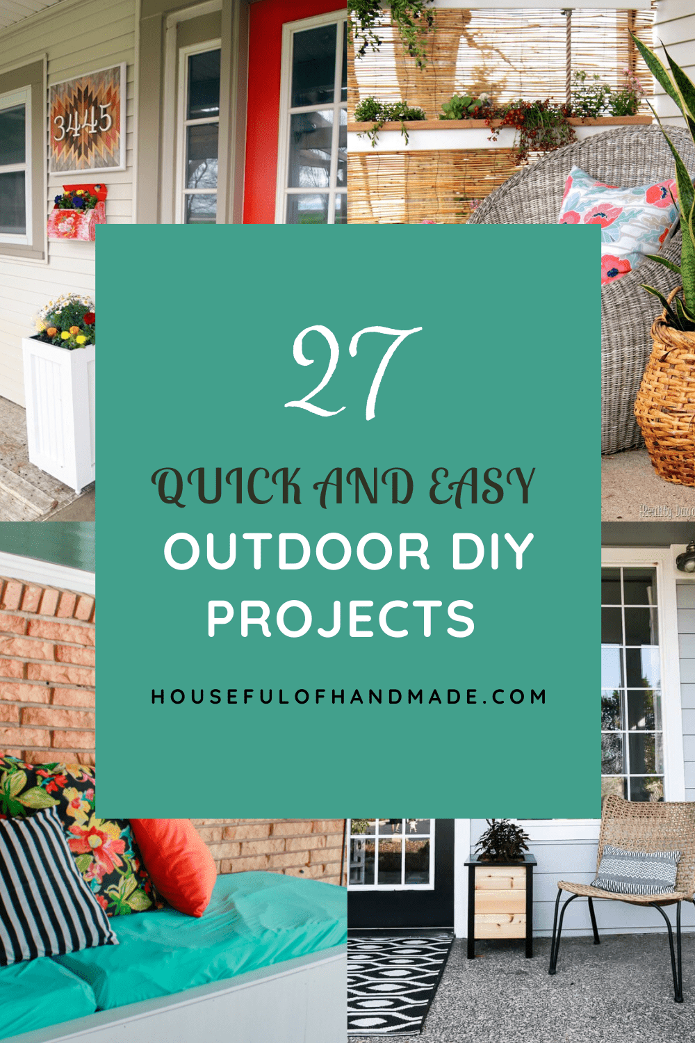 collage of four outdoor diy projects 