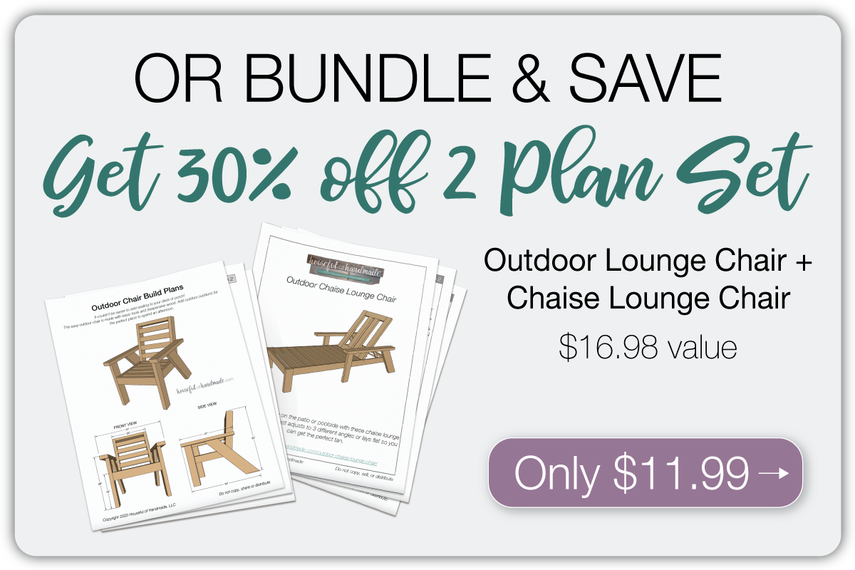Two plans set bundle for the outdoor chair and matching chaise lounger.