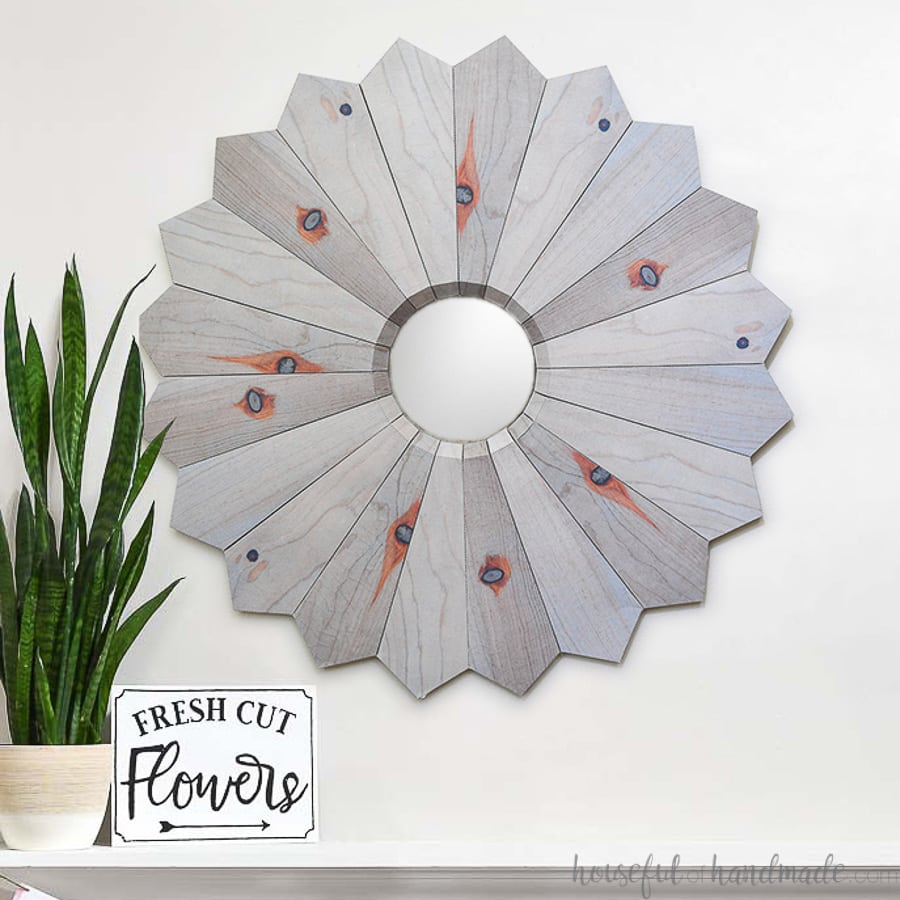 Aged Wood Sunburst Mirror made from Paper