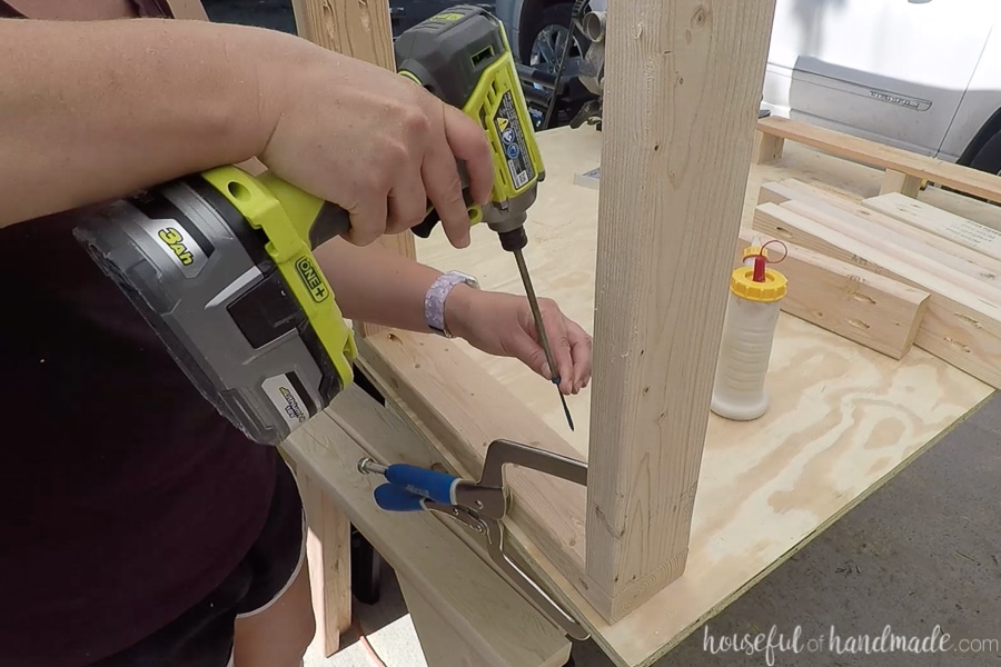 Building the seat frame box out of 2x4s. 