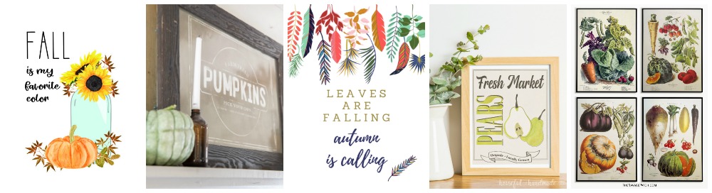 Pictures of 5 more fall printables as part of the fall printable blog hop.