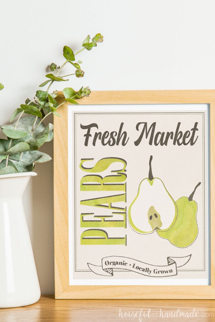 8x10 printable fall sign with pears.