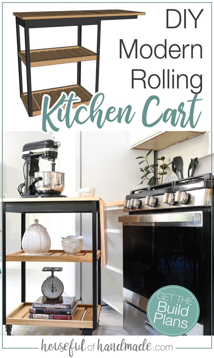 Modern Rolling Kitchen Cart Build Plans Houseful of Handmade