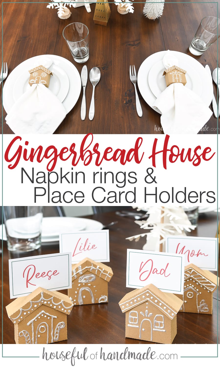 Gingerbread House Napkin Rings & Place Card Holders {7 Days of Paper