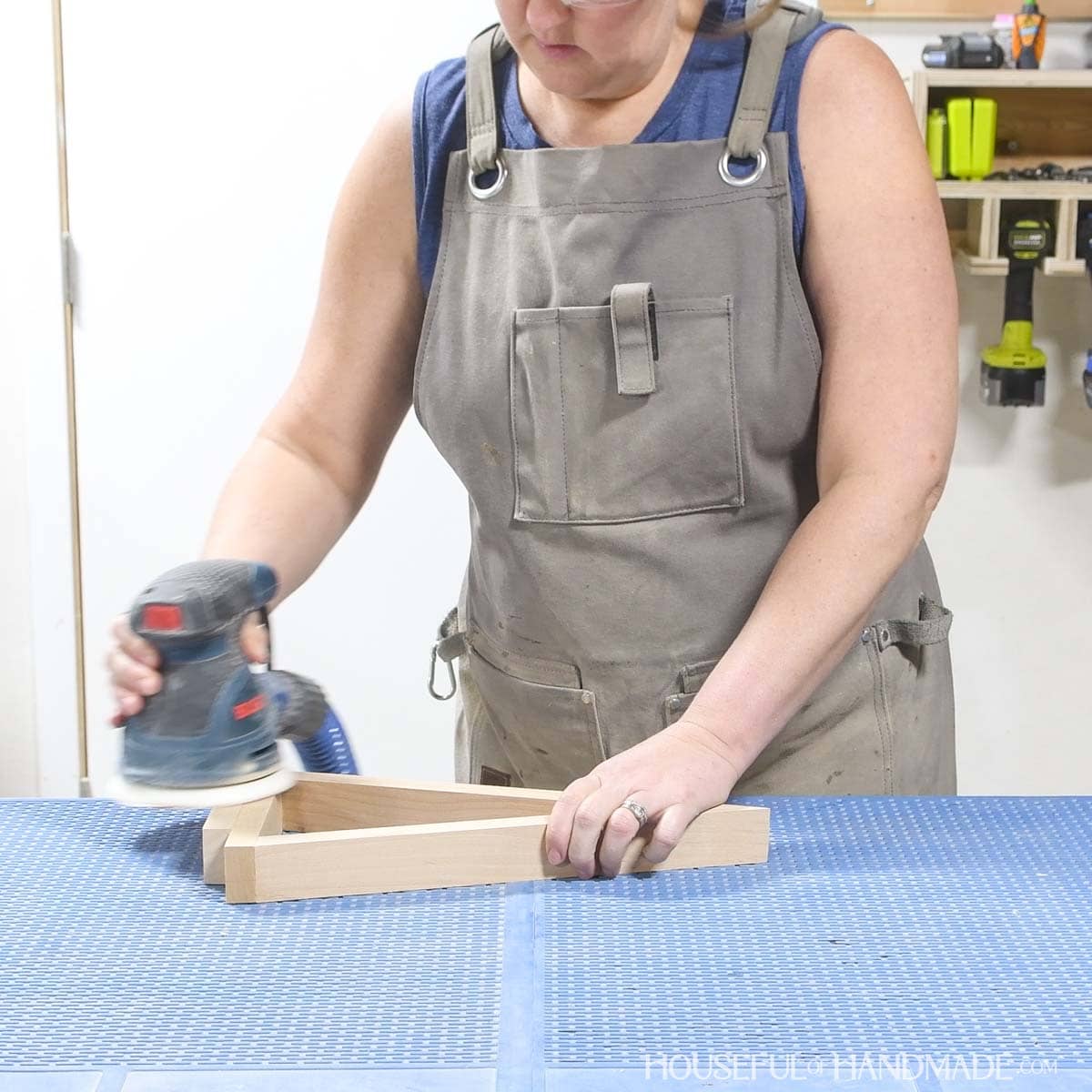 Sanding Christmas trees. 