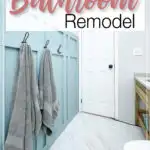 Picture of the completed bathroom remodel with text overlay: $100 Bathroom Remodel.
