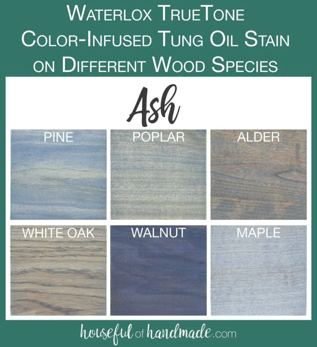 TrueTone color infused tun oil in Ash tested on 6 different wood species. 