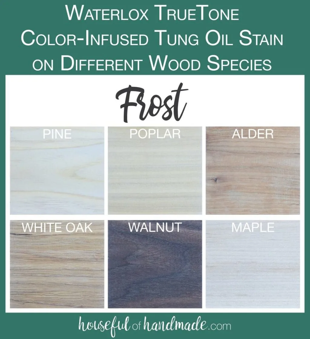 TrueTone color infused tun oil in Frost tested on 6 different wood species. 
