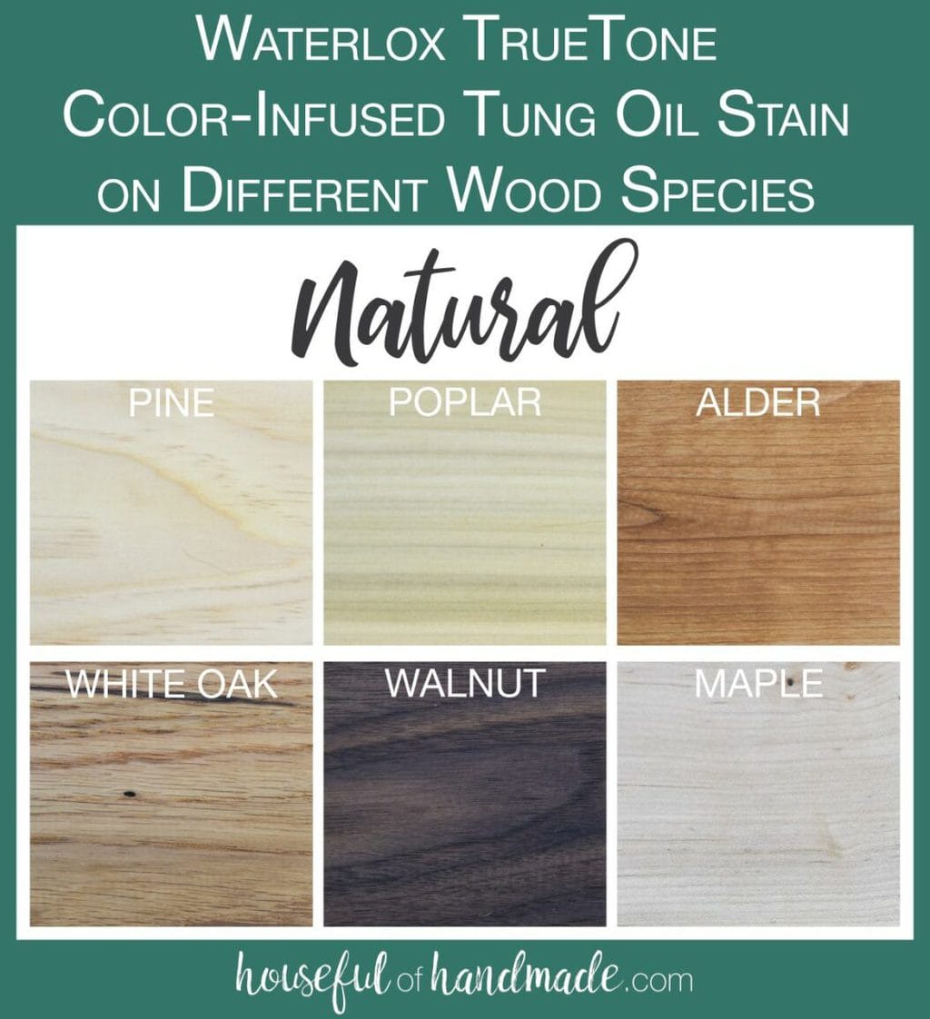 TrueTone color infused tun oil in Natural tested on 6 different wood species. 