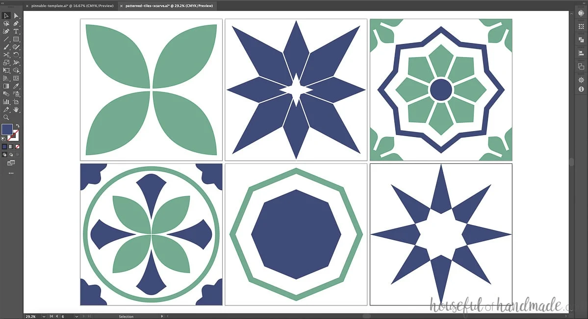 Screen shot of the colors tested in the designs for the wall tiles. 