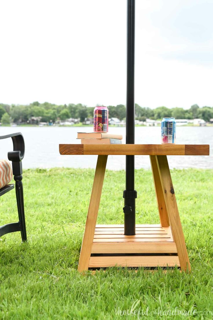 DIY Umbrella Side Table - Houseful of Handmade