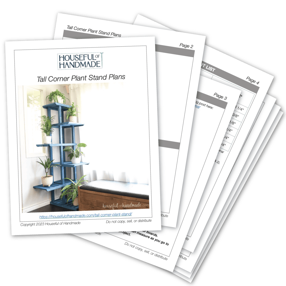 PDF plans for a corner plant stand that is 6' tall.