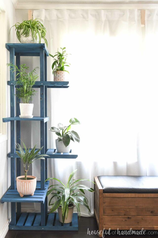 Tall Corner Plant Stand Build Plans - Houseful of Handmade