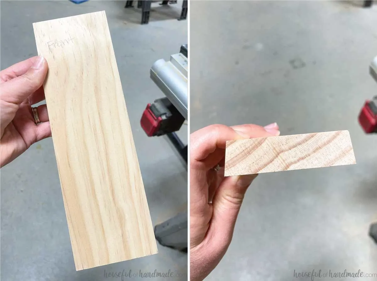 Showing the cut piece of the board with the taper and angles cut out.