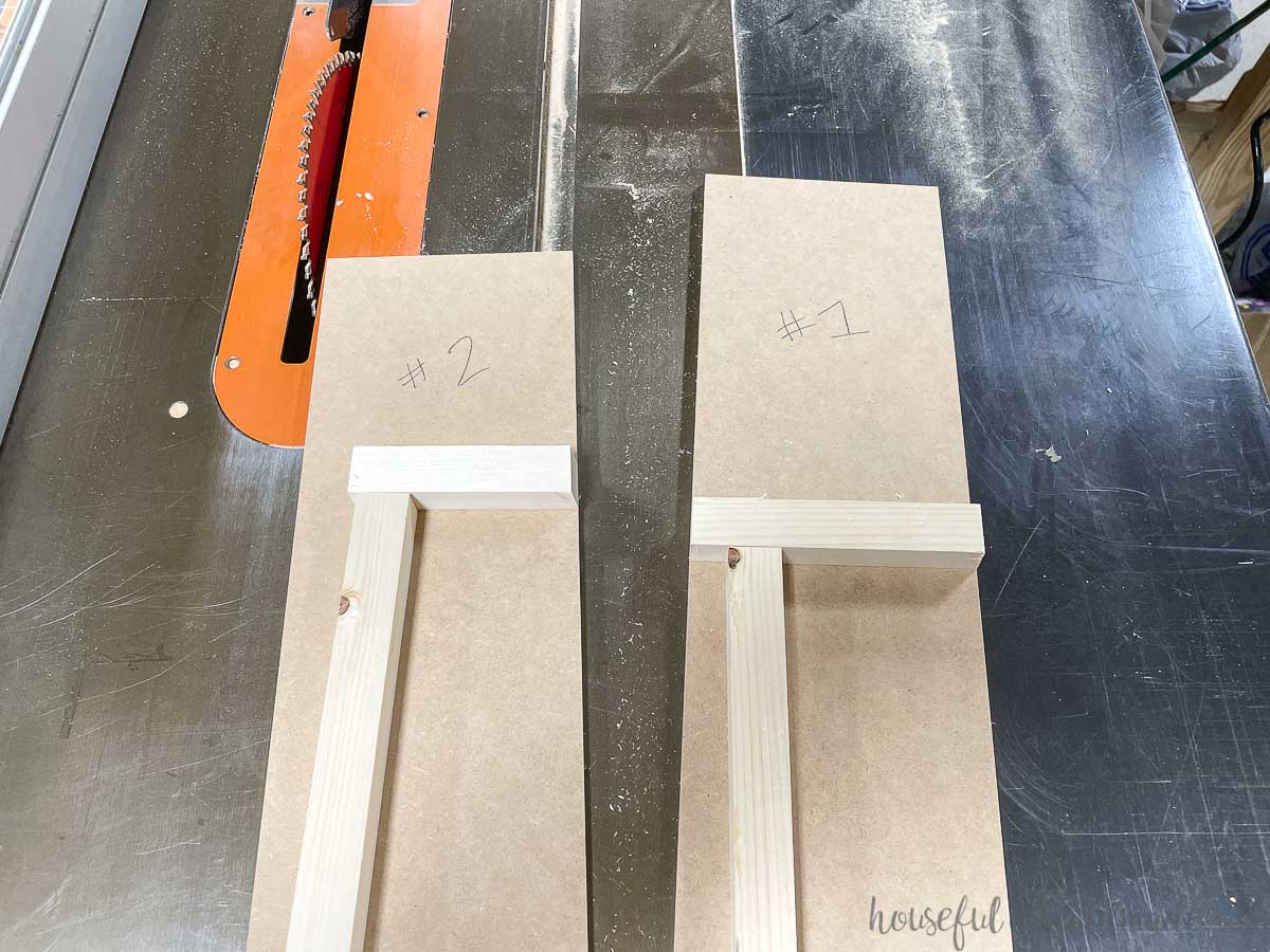 Labeling the two jigs to keep them straight.