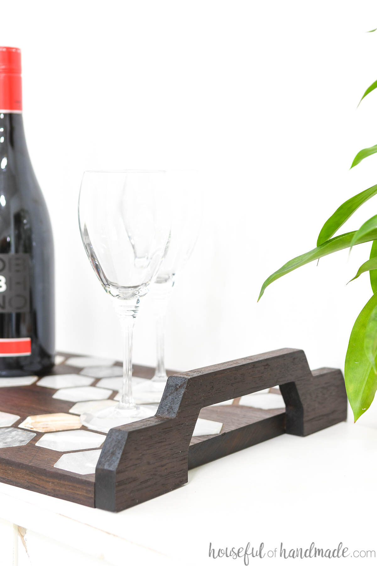 Wine Holder for Wine & Cheese  Handmade Wood Serving Tray