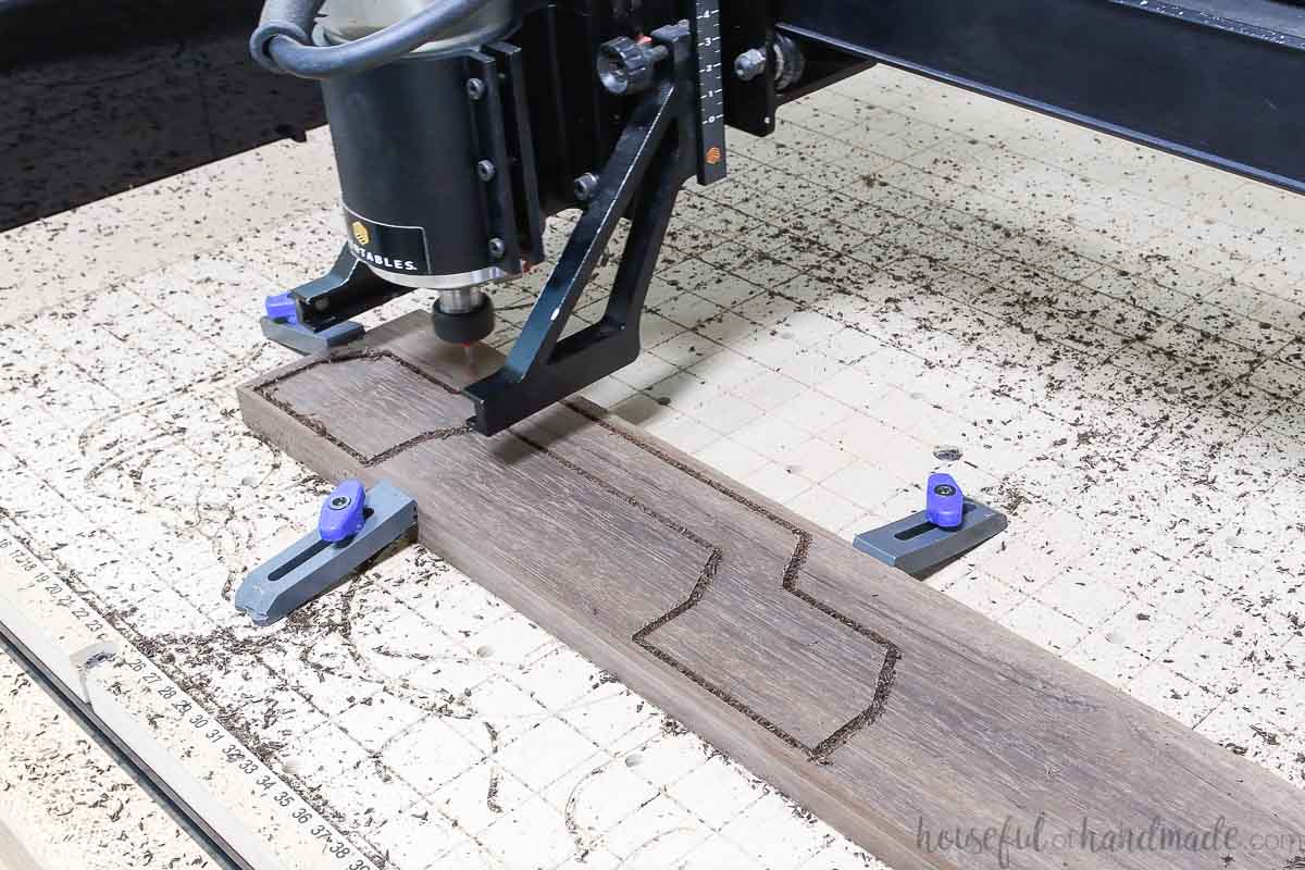 Carving out the tile handles on the x-carve CNC machine.
