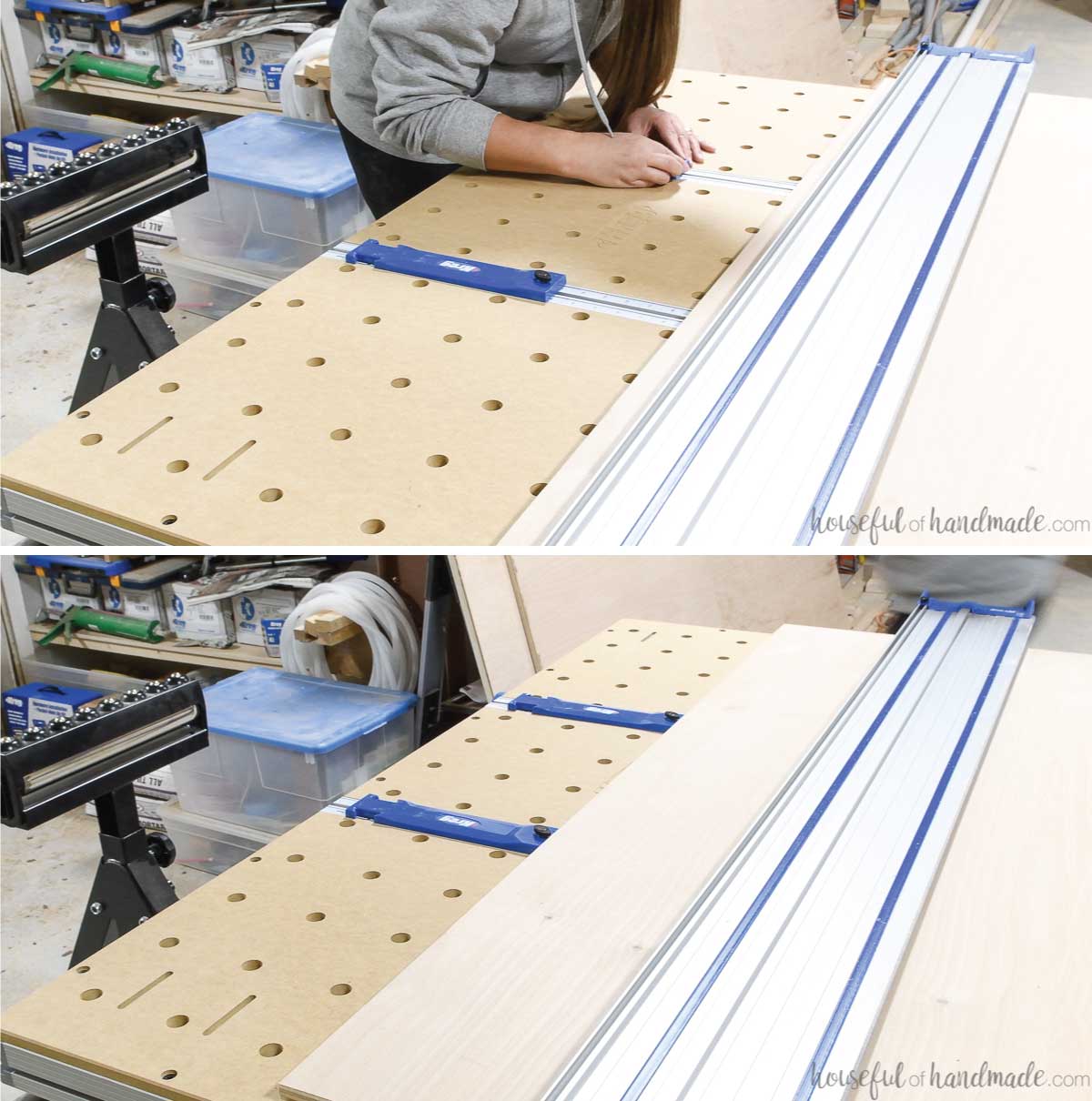 Setting a repeatable cut for a 15" rip on the plywood with the ACS table. 