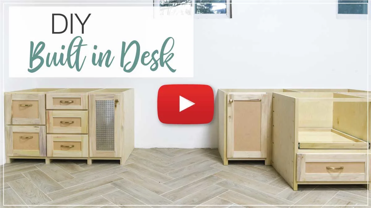 YouTube thumbnail of DIY built in desk video. 