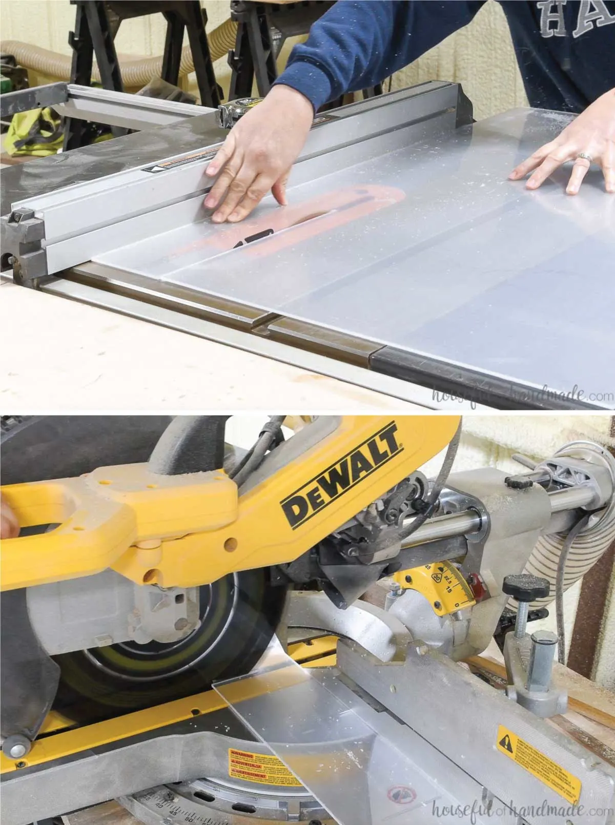 Cutting plexiglass with a table saw and miter saw. 