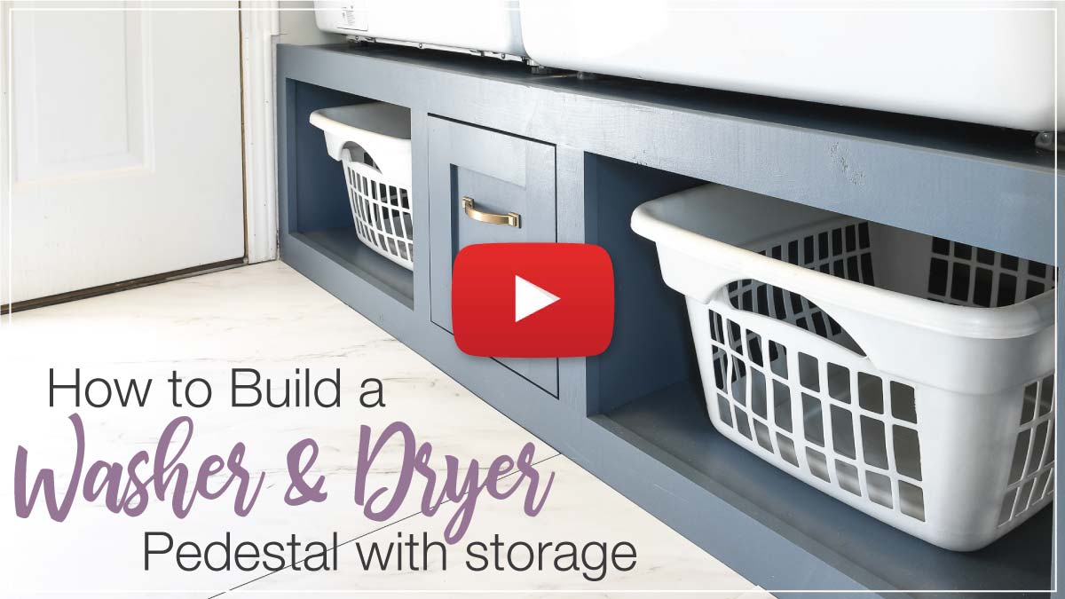 YouTube Thumbnail for the Washer and Dryer pedestal build plans. 
