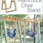 Ultimate DIY Hammock chair stand text with picture of the 3D sketch of the build and finished build.