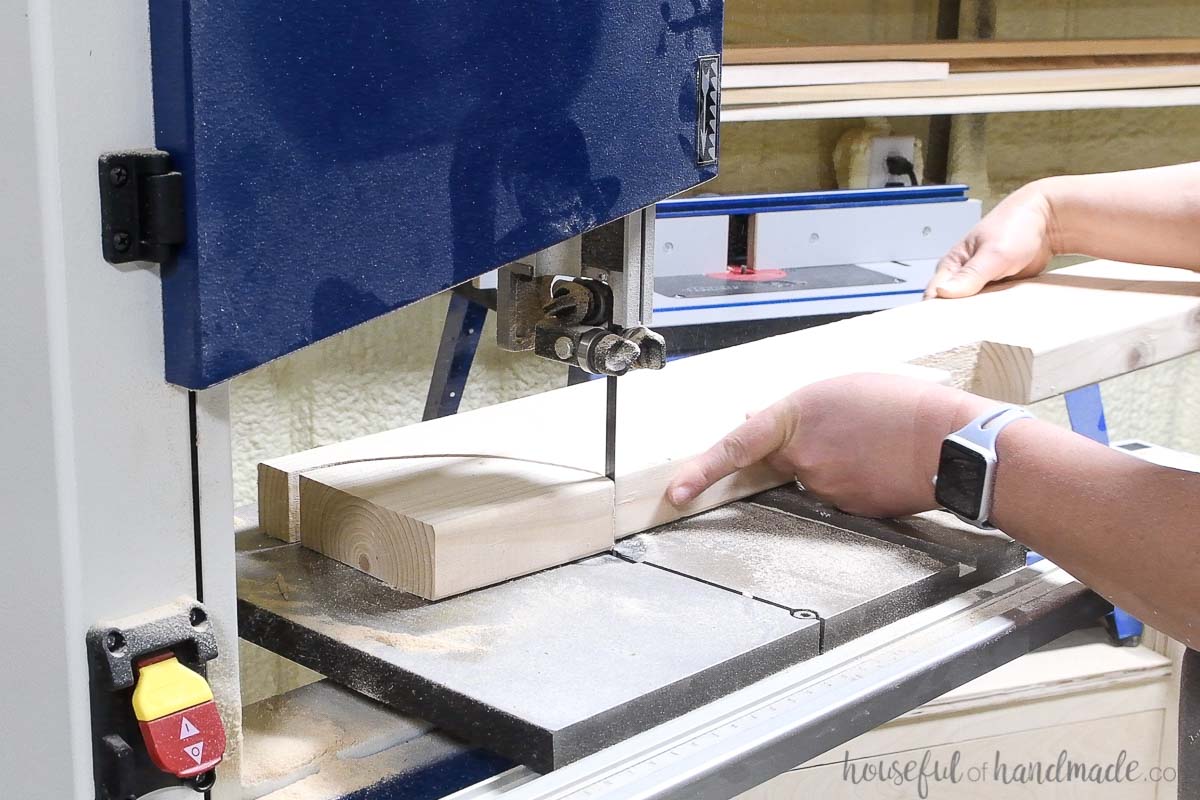 Cutting the curve with a bandsaw. 