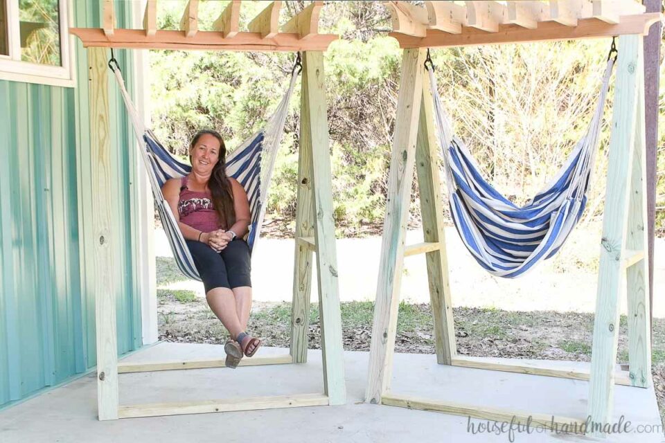 Ultimate Hammock Chair Stand with Pergola Top Houseful of Handmade