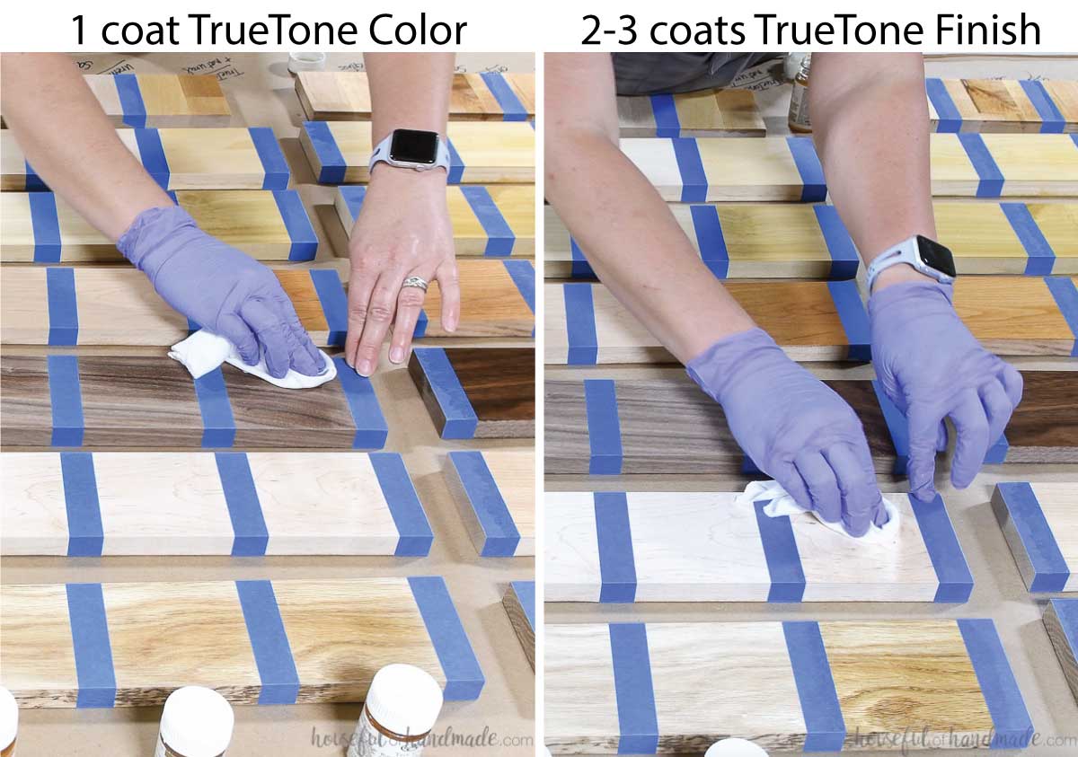 Application process for the TrueTone buff in color and Finish by Waterlox. 